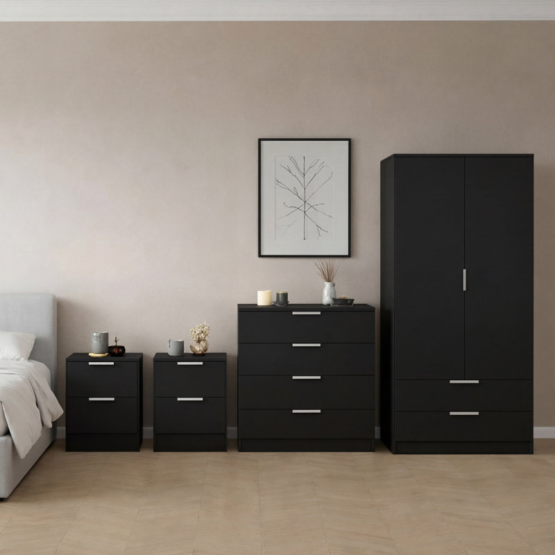 4 Piece Bedroom Set, Black