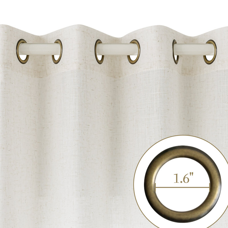 Vollmar Linen Blended Grommet Semi-Sheer Curtain Pair, Natural, 52" W x 96" L