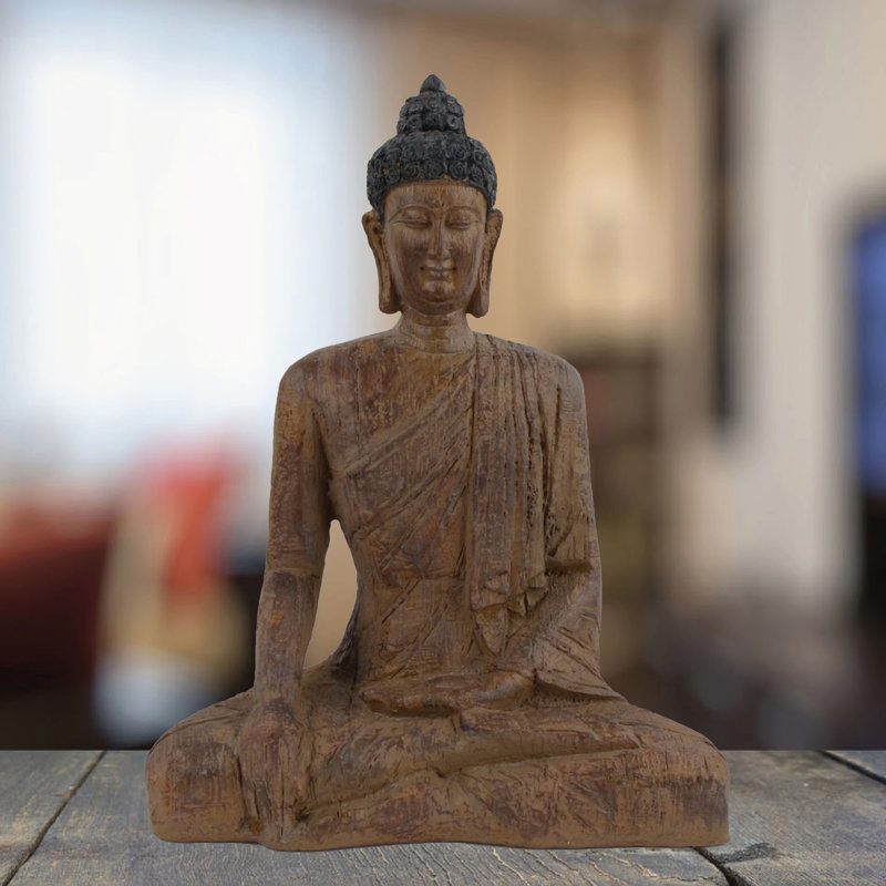 Lynch BUDDHA SITTING 29cm Carved Wood Effect