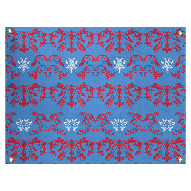 Tapisserie baroque en polyester polyester Houston, H 26 po x l 36 po, Bleu / Rouge / Blanc