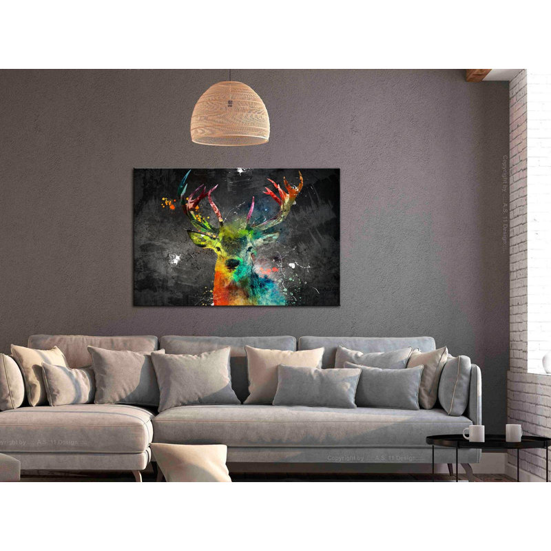 Rainbow Deer sur impression sur toile, H 16 po x l 24 po x P 0,7 po