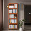 Bibliothèque à 67 niveaux H 67,5 "x l 23" en bambou avec portes rabattables en acrylique, bibliothèque de rangement autoportante-126184182