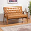 Causeuse Kellar de 49,4 po avec accoudoirs carrés, similicuir brun clair, H 33,3 po x l 49,4 po x P 29,7 po