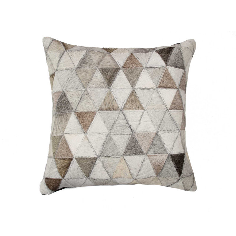 Cowhide Throw Pillow, Gray/Beige/Black