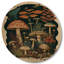 Champignons rétro Amanita Muscaria II - paysage forêt, art mural - bois de pin naturel-318729147