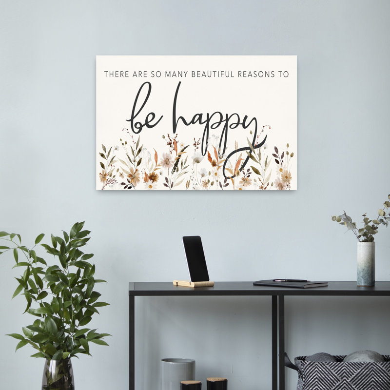 «Be Happy», art floral contemporain, H 16 po x l 24 po