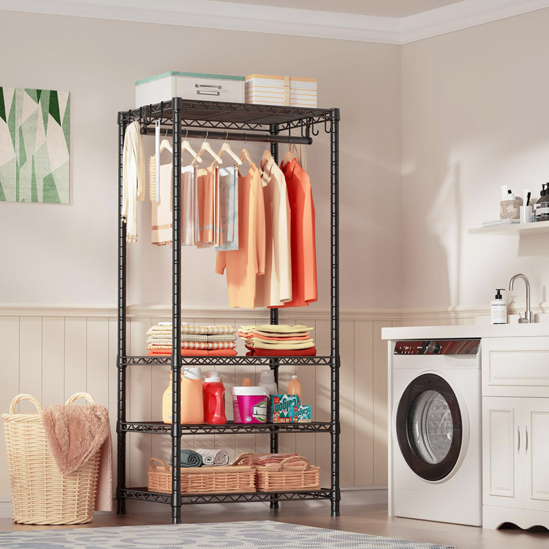 Garde-robe autoportante portative à 4 niveaux, un sauveur de rangement pour les petites chambres, Black