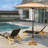 39.33 Lb. Free Standing Umbrella Base with Wheels, Teak-1606810845