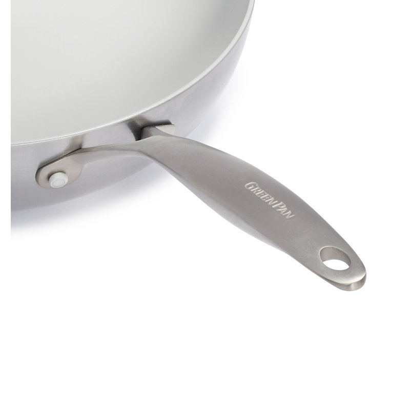 GreenPan Venice Pro Tri-Ply Stainless Steel Healthy Ceramic Nonstick 12" Wok Pan with Lid