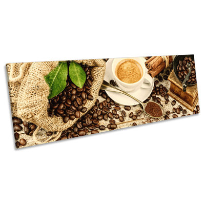 Coffee Cappuccino Café Brown - Wrapped Canvas Panoramic Art Prints