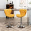 2 chaises pivotantes réglables revêtues de jaune, rembourrage en mousse épaisse, tissu en velours, apparence de ligne verticale élégante, réglage de la hauteur du vérin à gaz 2 360 pivotant, réglage du vérin à gaz, design, repose-pieds-1469230220
