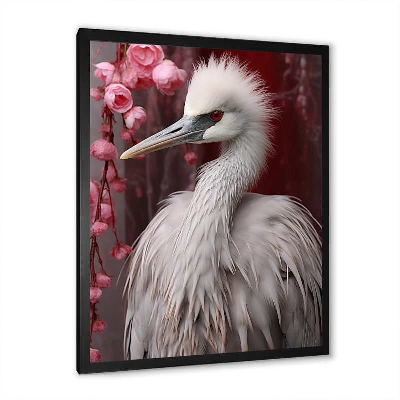 Photographie majestueuse d'un oiseau blanc, Cadre simple noir, H 40 po x l 30 po x P 1,5 po