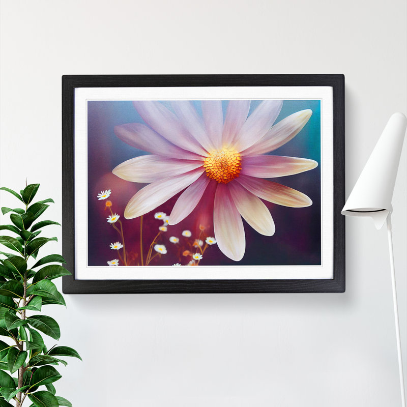 XH1022-377X Adorable Daisy Flower - Single Picture Frame Print, 46cm H x 64cm W x 2cm D, Black
