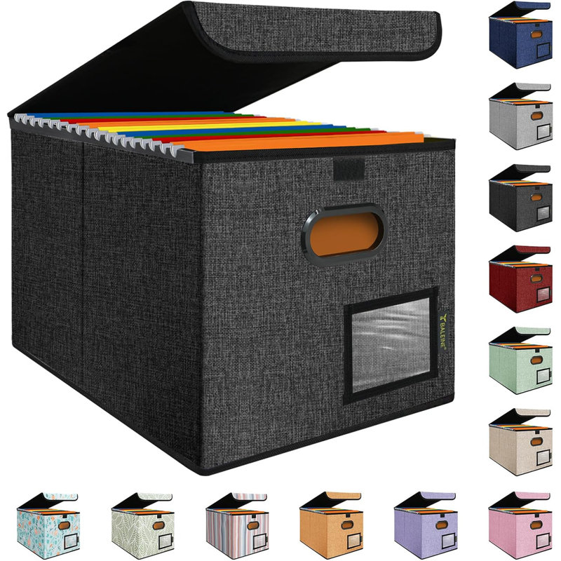 1 Pack Foldable Folder Storage Box with Lid and Plastic Slides
