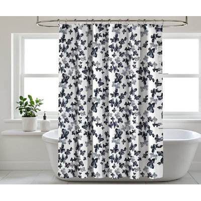 Recycled Cotton Butterfly Blue Shower Curtain