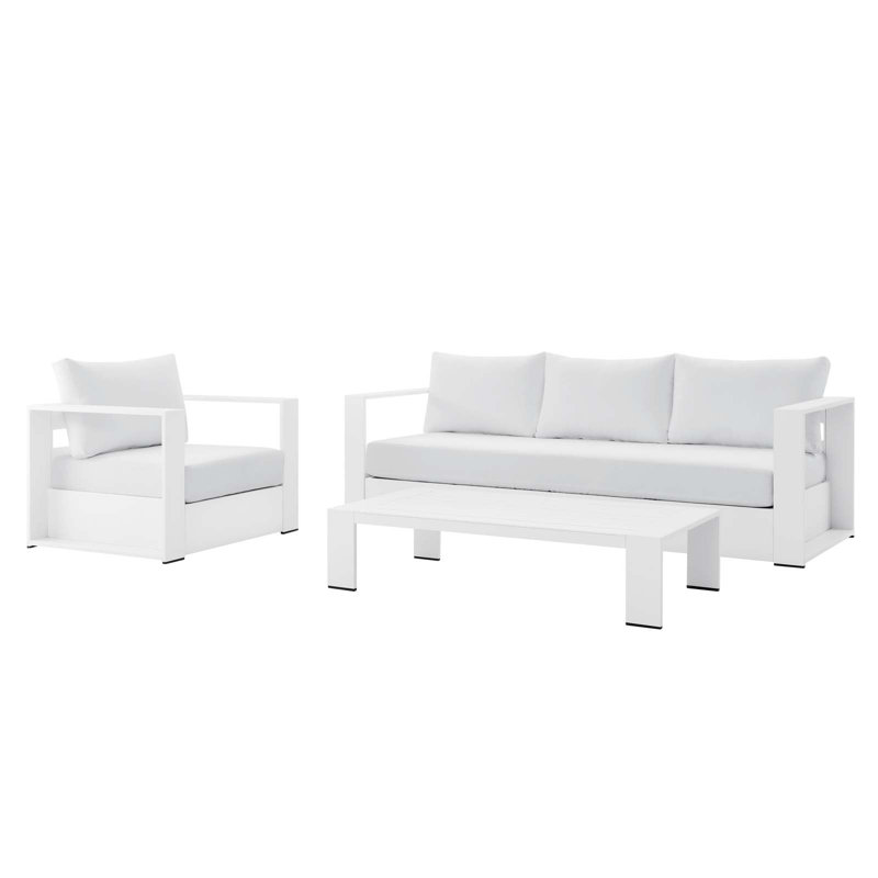 Tahoe White Powder-Coated Aluminum 3-Piece Outdoor Patio Set