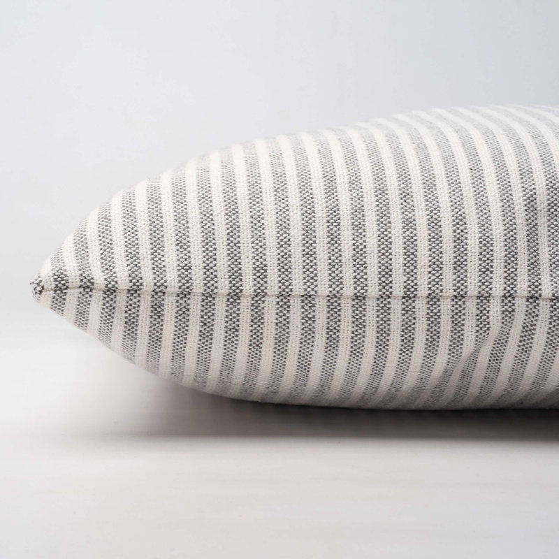 Woven Ticking Stripe Cushion in Dove Grey, 43x43cm, Cover only