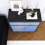 Armoire de rangement pour salle de bain 2 portes, 1 tiroir - noir + bleu avec tablette de rangement laquée à finition réglable