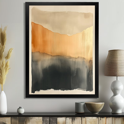 Gold Black Beige soft modern shapes III - Abstract Transitional Picture Framed Wall Art
