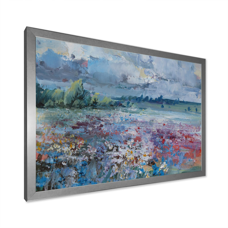 «Scenery Wildflowers Blooming», peinture sur toile, H 8 po x l 12 po x P 1 po, Cadre photo argenté