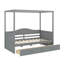 Lit à baldaquin simple avec deux tiroirs, structure de lit plateforme en bois-698242516