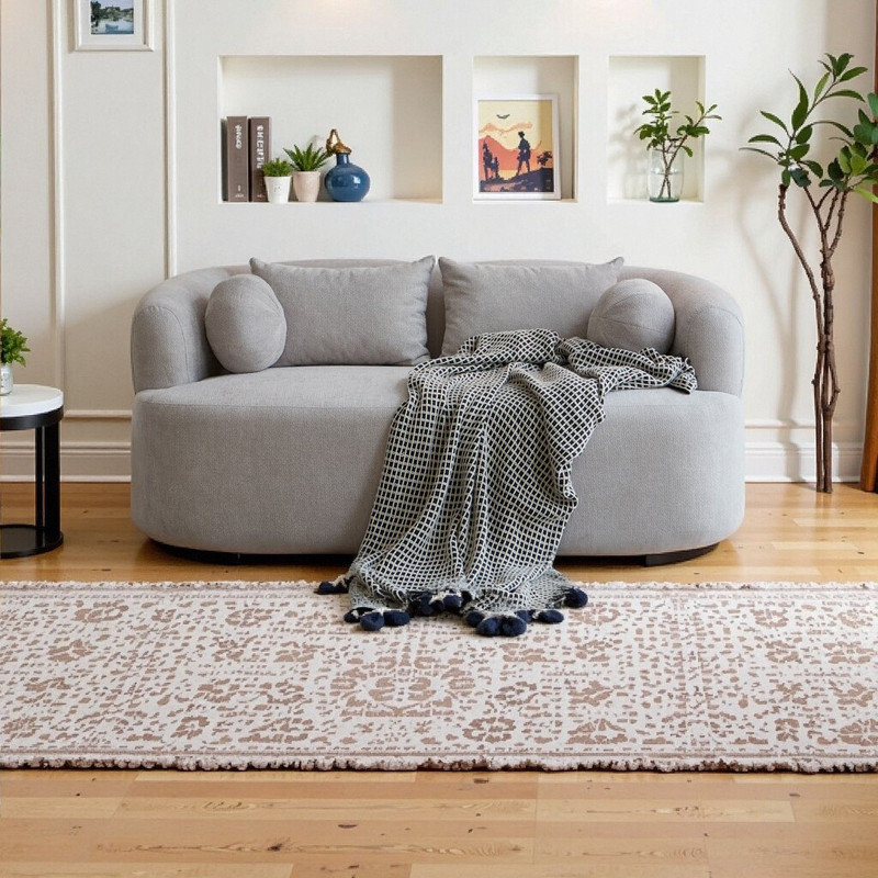 Causeuse 67,32 po avec motif désossé et 4 coussins décoratifs Cloud, Gris