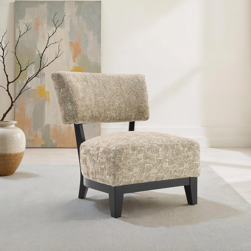 Fauteuil d'appoint sans accoudoirs et pieds inclinés, Beige