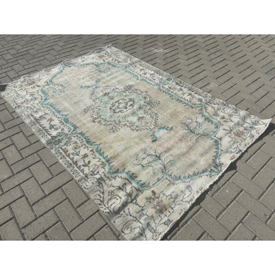 Vintage Wool Patchwork Rug, 61.4x85.8 Inch Beige Area Rug