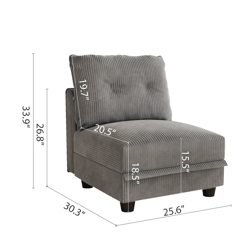 Canapé modulaire convertible en velours côtelé Degennaro, Velours côtelé gris