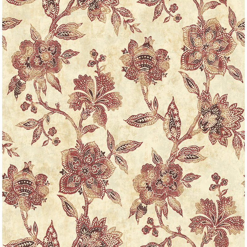 Rouleau de papier peint L 33 pi x l 20,5 po Menton Jacobean, L 33 po x l 20,5 po, Bleu sarcelle