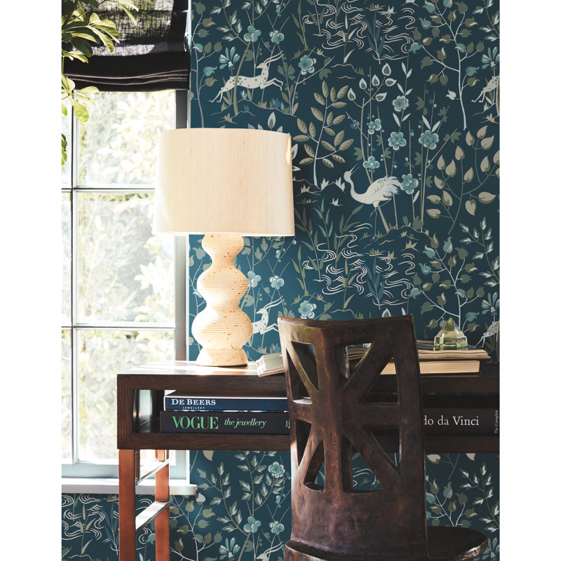 Rouleau de papier peint lisse L 27 pi x l 27 po Aspen, Bleu foncé