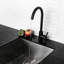 Robinet d'évier de cuisine noir mat avec une poignée - fabrication en acier inoxydable 304, bec rotatif à 360 °, rouille et corrosion, nettoyage quotidien facile, installation simple, débit maximal de 1,75 gal / min, inclus