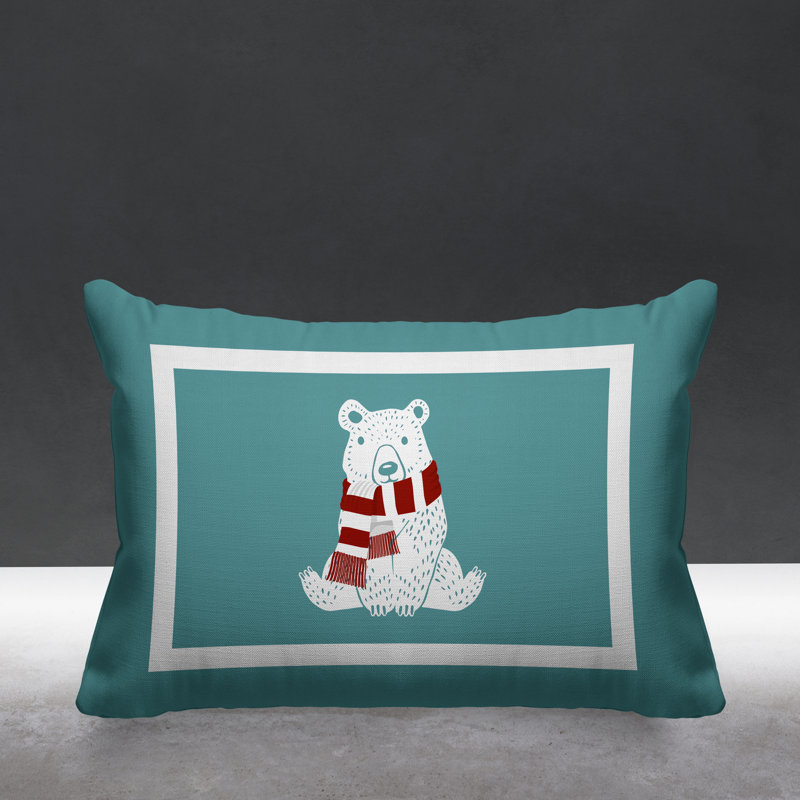 Coussin intérieur / extérieur Folk Christmas Bear, Ciel