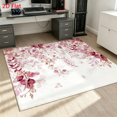 Beautiful Floral Area Rug, Soft Plush Floor Mat, Stain Resistant Non-Slip Washable Shag, Indoor Decor for Living Room, Bedroom, Entryway, Home Office and Dining Spaces