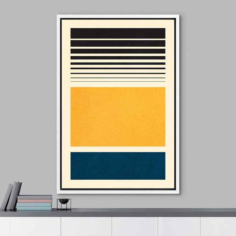 Géométrique, blocs de couleur jaune, illustrations abstraites, formes, moderne, contemporain, Blanc, H 24 po x l 16 po
