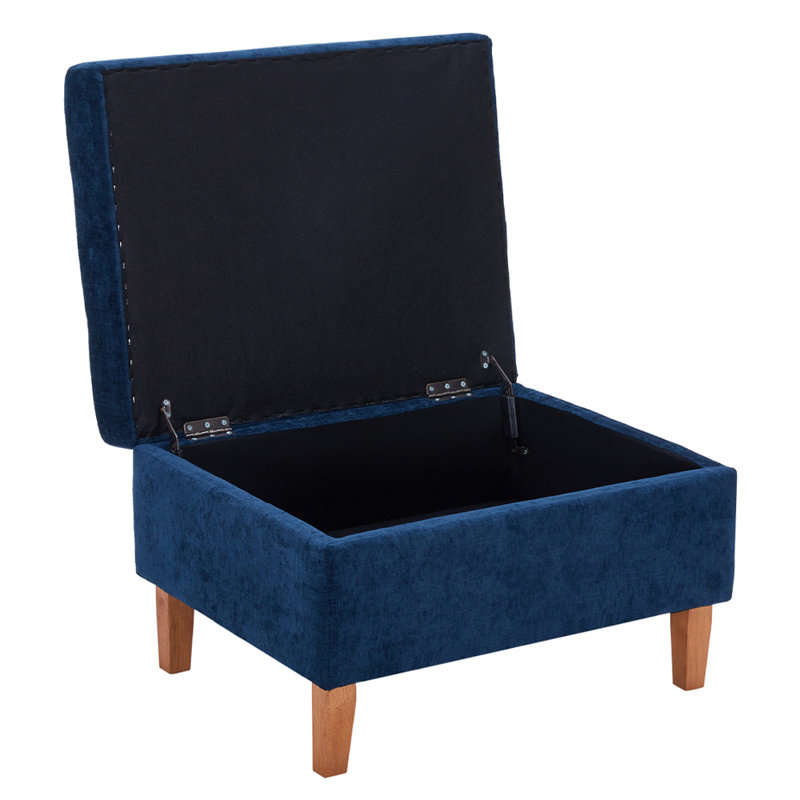 41cm Wide Tufted Square Standard Ottoman with Storage, Blue