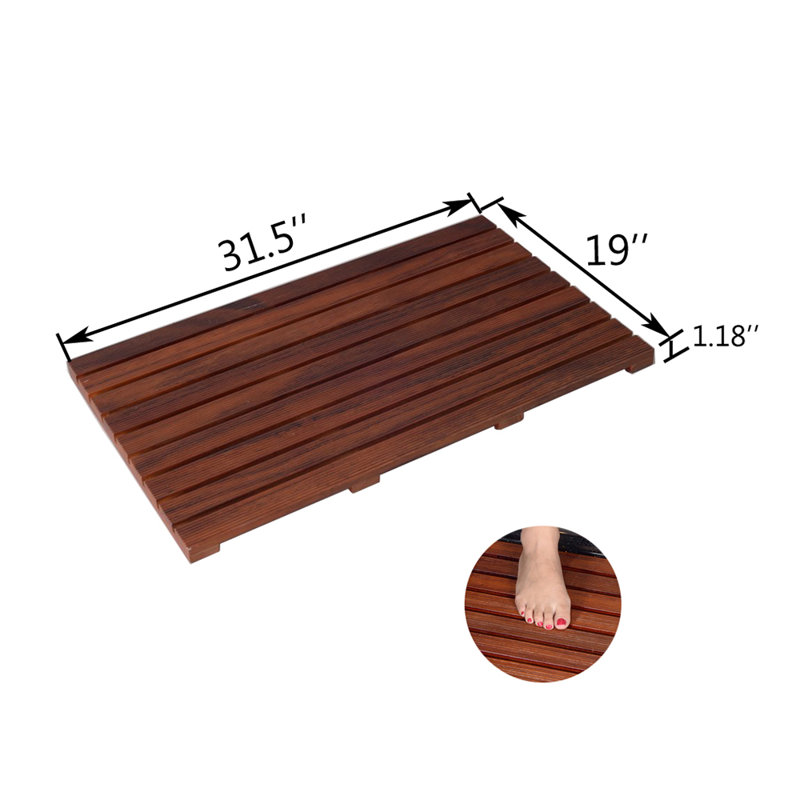 Tapis en bois de teck antidérapant Petties, L 31,9 po x l 19 po