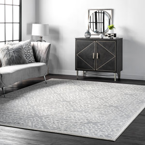 Tyner Trellis Vintage Style Power Loom Performance Gray Rug