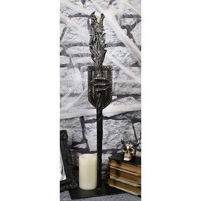 Ebros Medieval Dungeon Dragon Head Scepter Orb Torch 23.5""L With Color Changing LED Light And Wall Mounted Dragon Claws Holder Wizards And Dragons Sor -  Trinx, 50B71E0FFEA848B2ACFED6BD12EBC27F