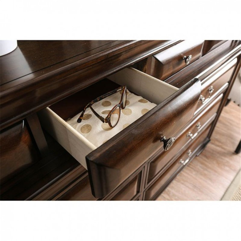 Commode double 10 tiroirs Aimara, Cerisier brun
