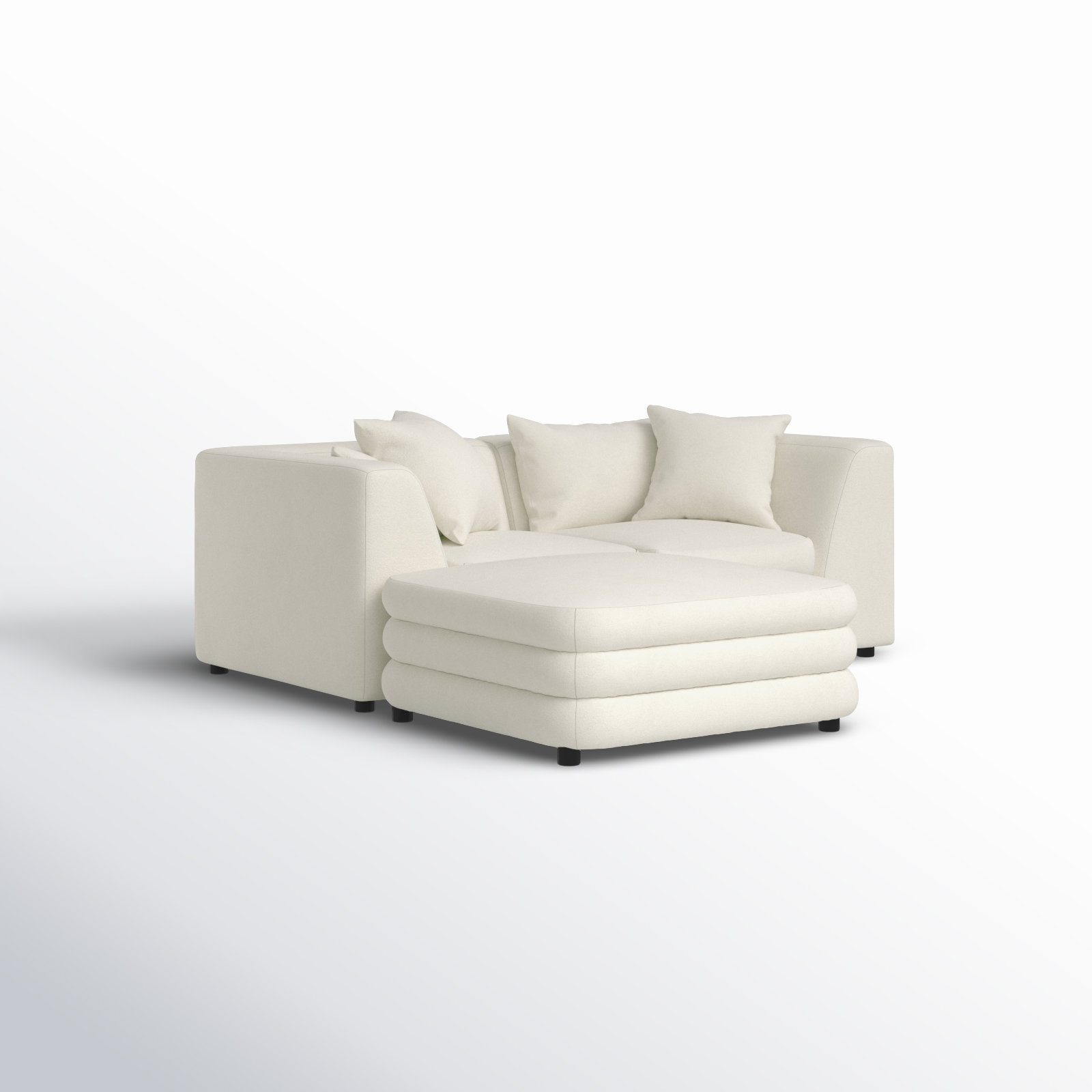 Donia Modular Upholstered Reversible L-Sectional, Warm White Basketweave
