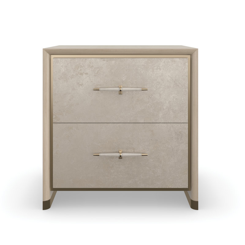 Hang Up 26" Wide 2 - Drawer Nightstand in Dry Martini/Winter Frost/Brushed Gold