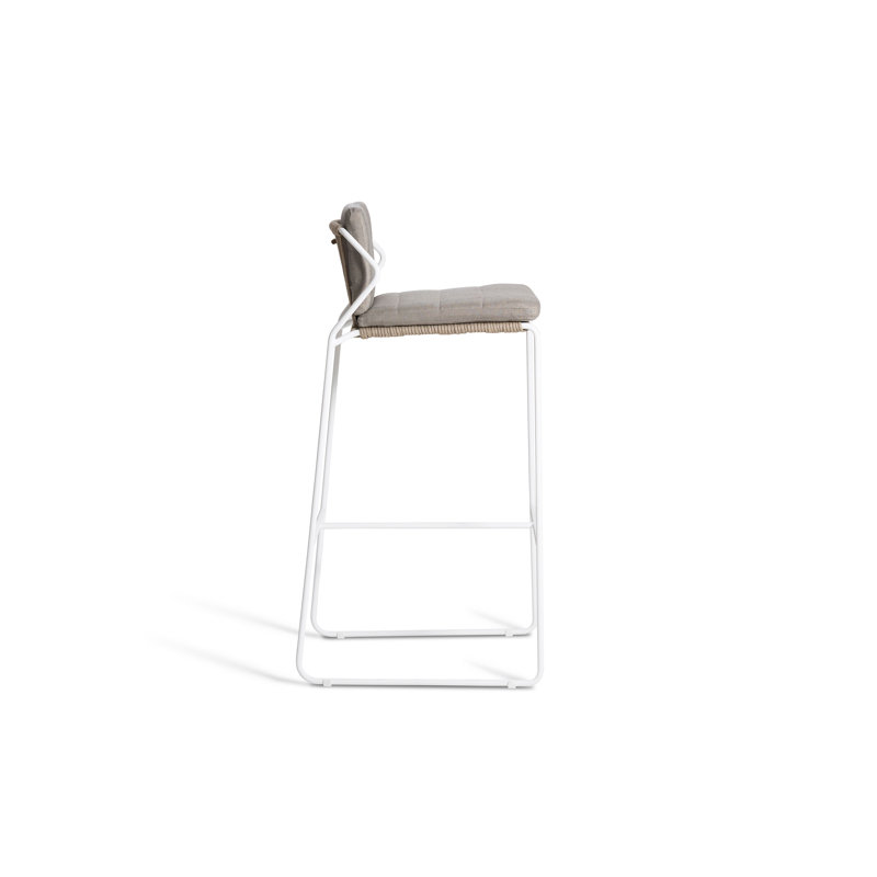 Sandur Patio Bar Stool with Cushion, Clay Rope/White Frame, Lantern Slate