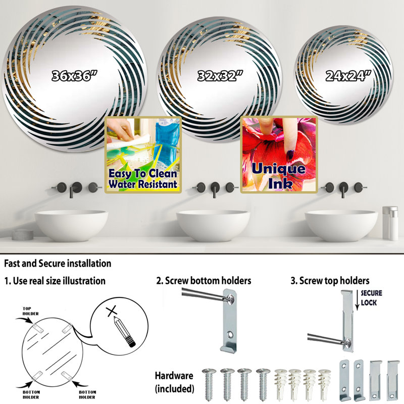 Midas Forest Spirals - Miroir mural en spirale MIR106052 C, 31,4 po x 31,4 po