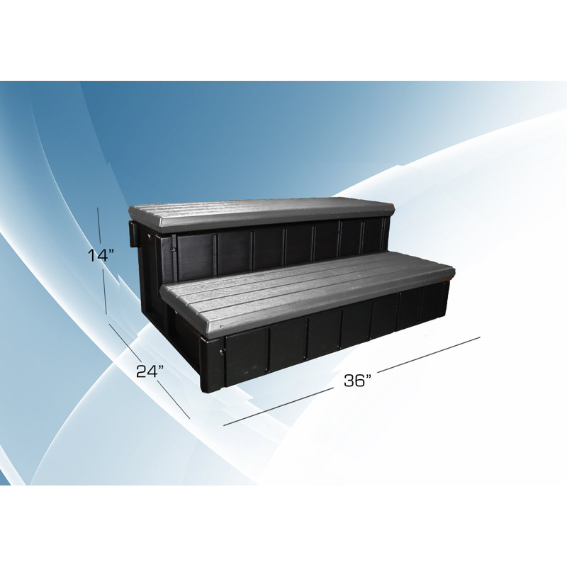 Deep Gray Weather-Resistant Two-Tier Spa Step for Hot Tub