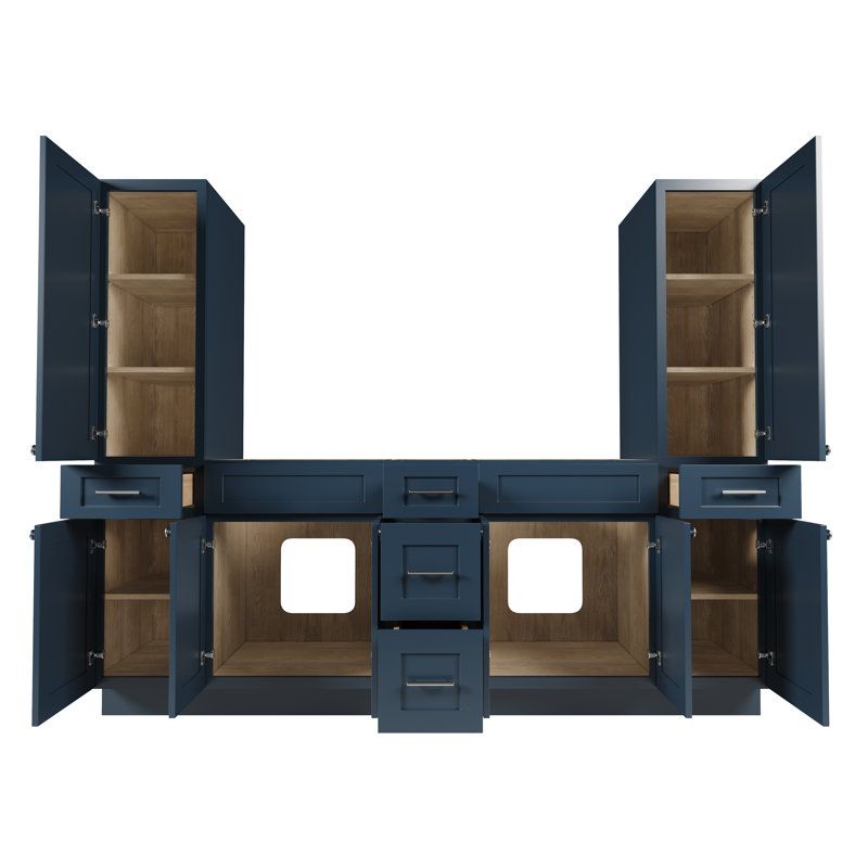 Ensemble de meuble-lavabo double 90 po Disar, Bleu