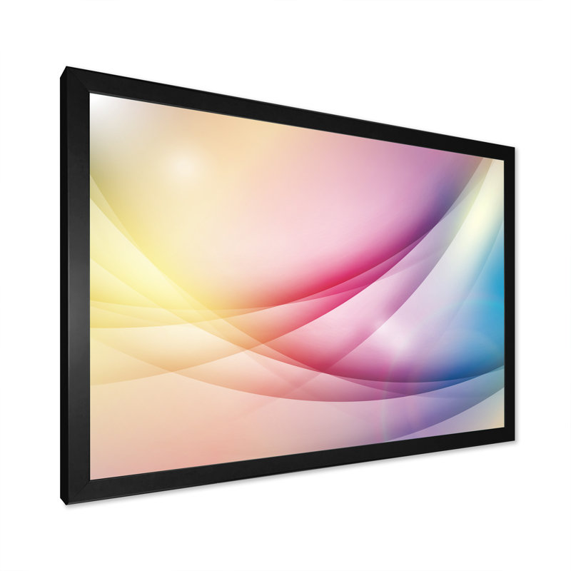 Fractal Colorful Waves - reproduction d'art sur toile, Impression noire sur toile encadrée, H 8 po x l 12 po x P 1 po
