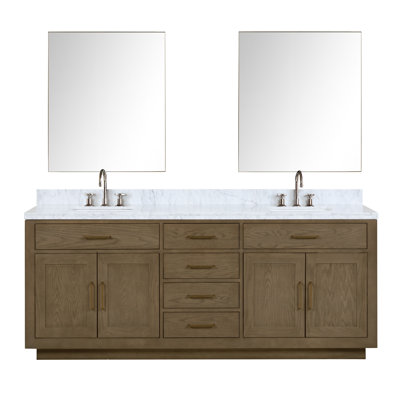 Ensemble de meuble-lavabo double 84 "avec miroir 84"