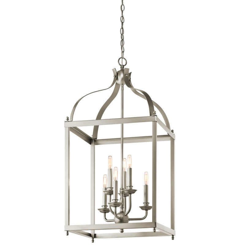 Lustre rectangulaire à 6 lumières Larkin, Nickel brossé