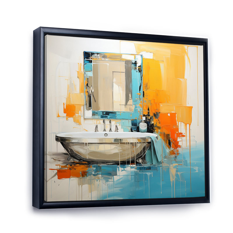 Blanchisserie, Abstract Reflections III sur toile, Cadre flottant noir, H 16 po x l 16 po x P 1 po